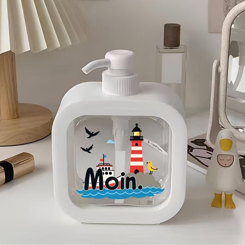E-shop Deutscher "Moin" Maritime Seifenspender - eine nautische Dekoration für Badezimmer und Küchen, mit einer Pumpflasche, die kein benötigt und