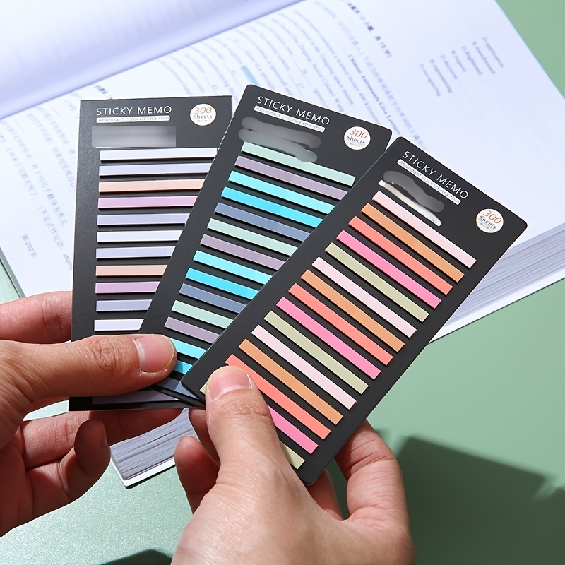 

8 Sets Of 2400pcs Ultra-thin Pet Index Stickers Fluorescent Message Notes Student Reading Notes Classification Index Mark Classification Improve Office And Study Efficiency