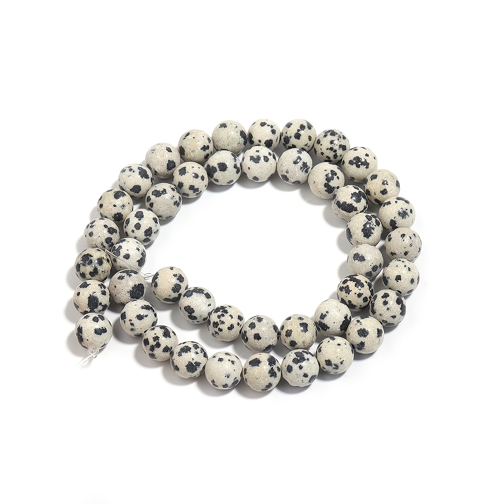 TEMU 1 Strand Spotted Stone Round Beads, Natural Stone Round Beads Assortment, Bohemian Style Spotted Stone Loose Round Beads For Handmade Braided