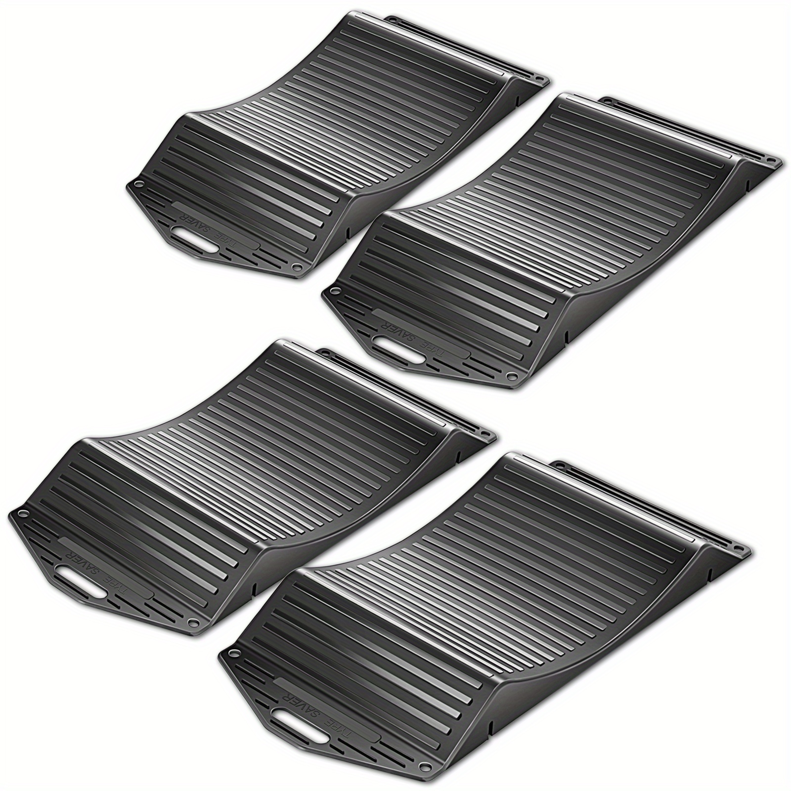 TEMU 4pcs Premium Ramps - Anti-slip Hard For Flat Spot And Flat Tire Prevention, Easy-to-carry Tire Savers Ramps, Set Of 4, Black