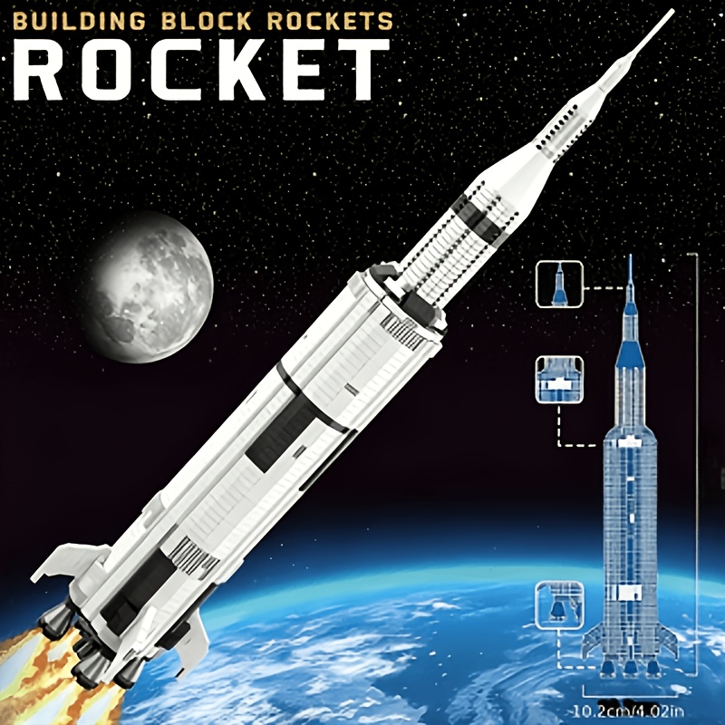 White and Black Color-Block Rocket Assembly Blocks
