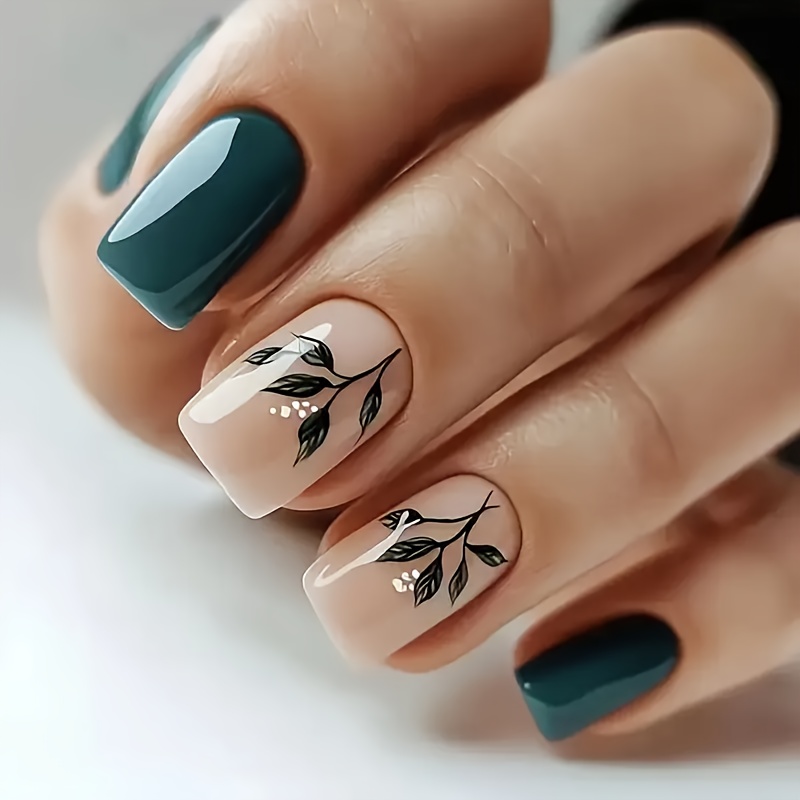Upgrade Your Style 24pcs Of Nail Wear Short Pastoral Spring Plant Exquisite Design False Nails Extension Removable Nails With Jelly Glue 1 Nail File