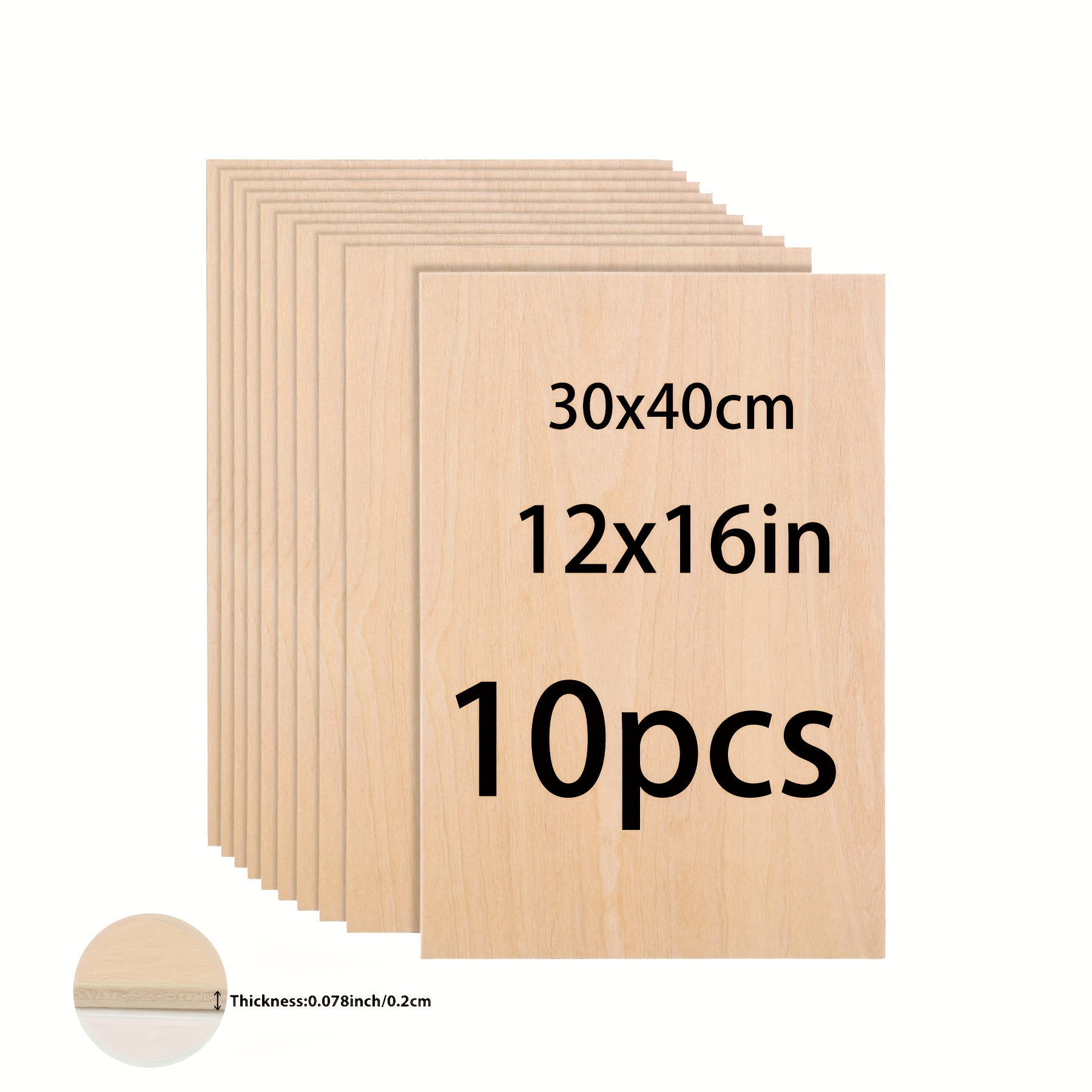 

Lot de 10 feuilles de bois , bois stratifié pour l'artisanat, la découpe au laser, la peinture, les DIY, lisse facile à découper, idéal pour les œuvres d'art, , les décorations de fête - 12x16