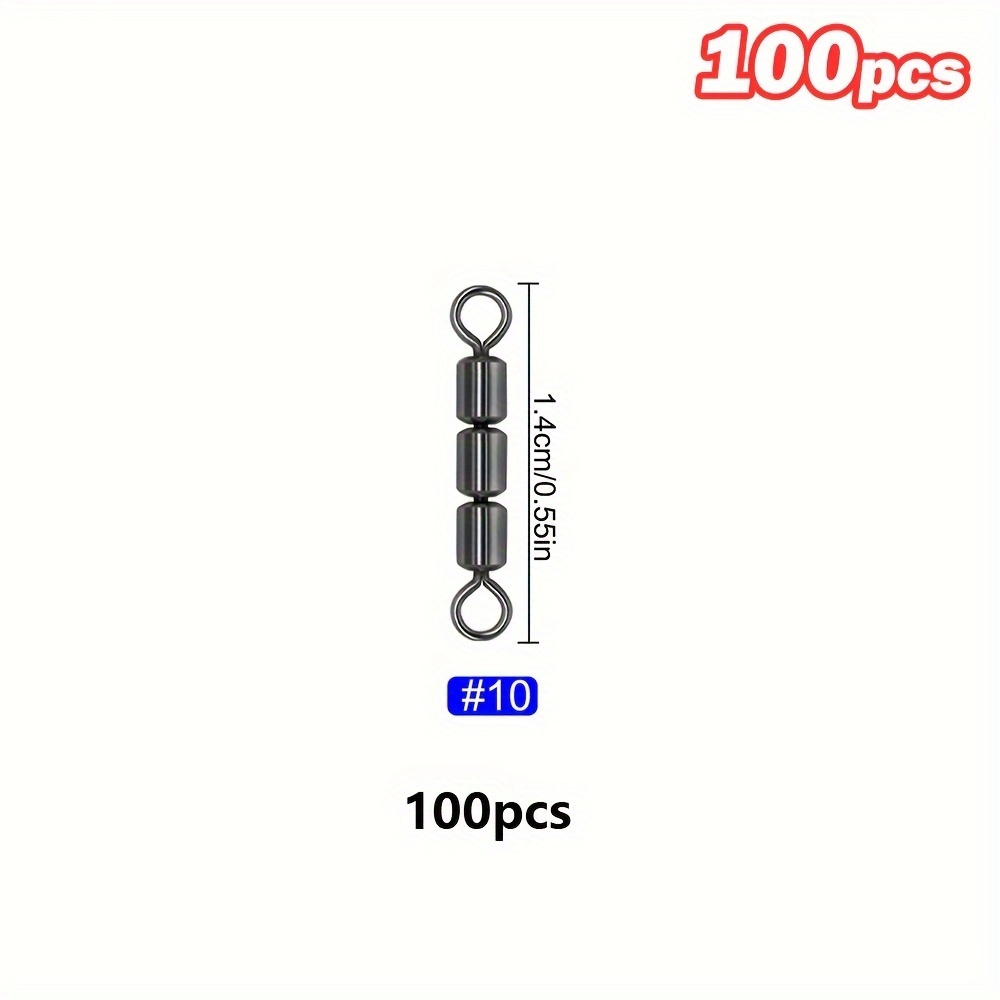 Goture 50/100pcs American-style Triple Swivel Connectors, Fishing Gear Additions For Sea Fishing