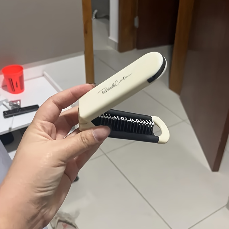 TEMU 1pc Square Hollow Air Cushion Comb, Unisex, Anti-static Scalp Massage, Wide-tooth Detangling Comb For Wet And Dry Hair, Portable Mini Folding