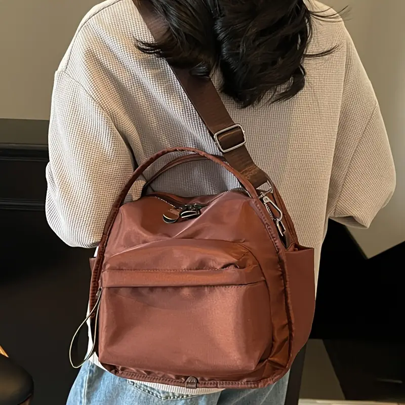 perfect lily womens elegant single shoulder bag large capacity multi compartment zipper closure detachable strap crossbody with polyester lining solid color for daily use work travel ideal gift for crossbody purse versatile travel bag sophisticated accessory smooth texture details 4