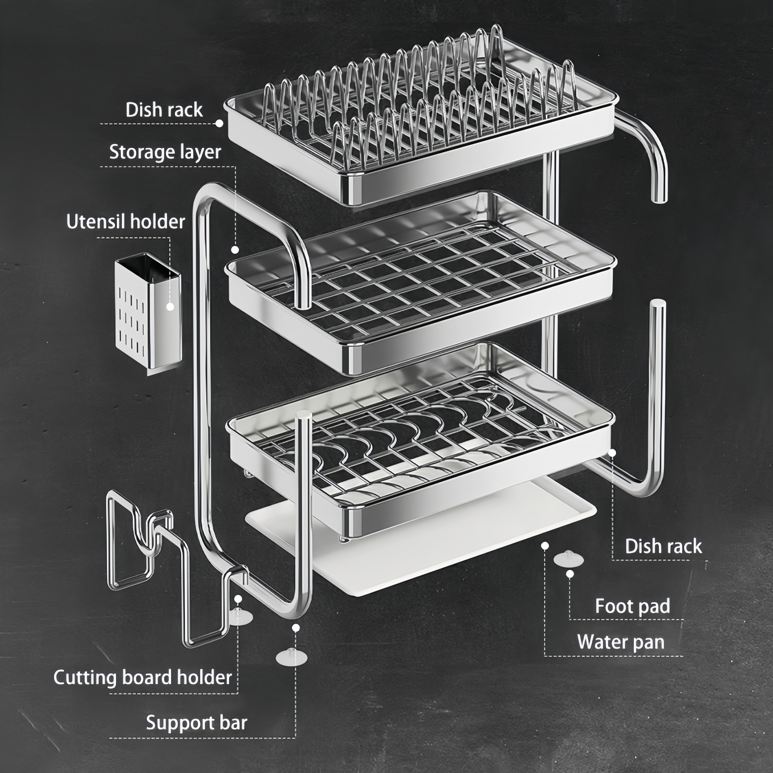 stainless steel dish drying rack space saving dish rack dish racks for kitchen counter stainless steel kitchen drying rack with a cutlery holder Product details 5