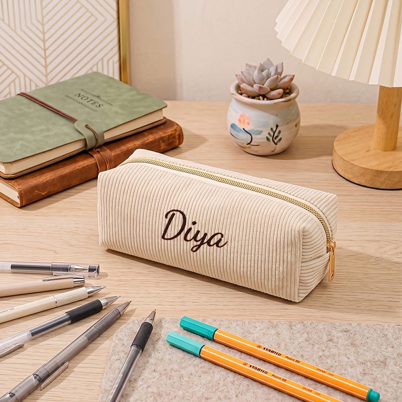 TEMU Personalized Embroidered Name Pencil Cases, Storage Bags, Pencil Boxes, School, Classroom, And Office Desktop Stationery Organization During The