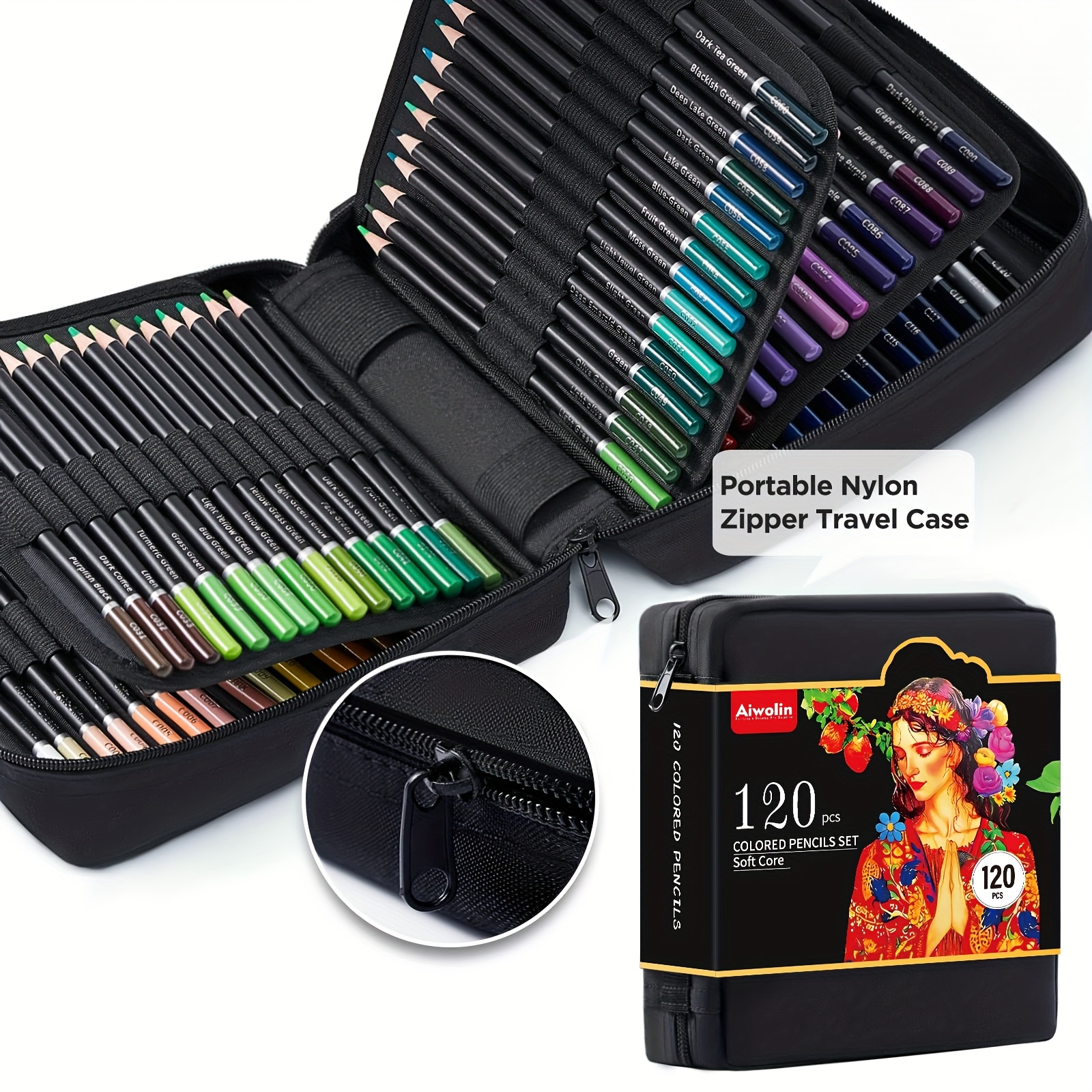 Image of 120 Colored Pencils Set, Art Pencil Kit For Adult Coloring, Oil Based , Ideal For Coloring Sketching Shading, Art Set Teens Wooden Color Pencils - For Professional Artistic Use