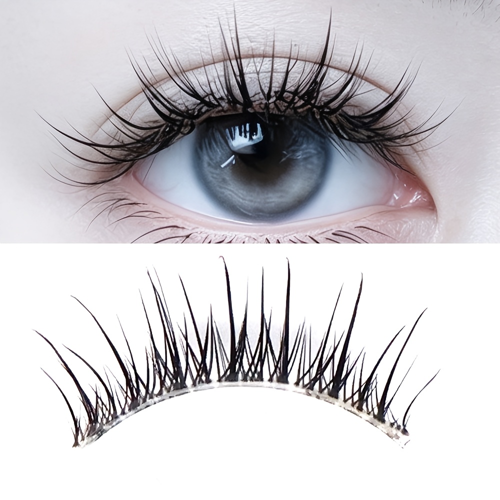 TEMU Lot de 5 paires de faux cils mouillés Manga Épi de Blé, à , tiges fines, tiges souples transparentes, confortables pour , style fée manga avec