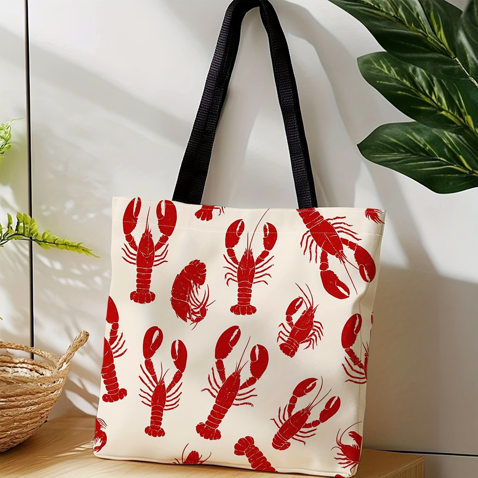 TEMU 1 pièce, Sac à main pour femme, Sac d'épaule portable, Motif rouge, Idéal pour les voyages, les cosmétiques, le rangement des vacances, la