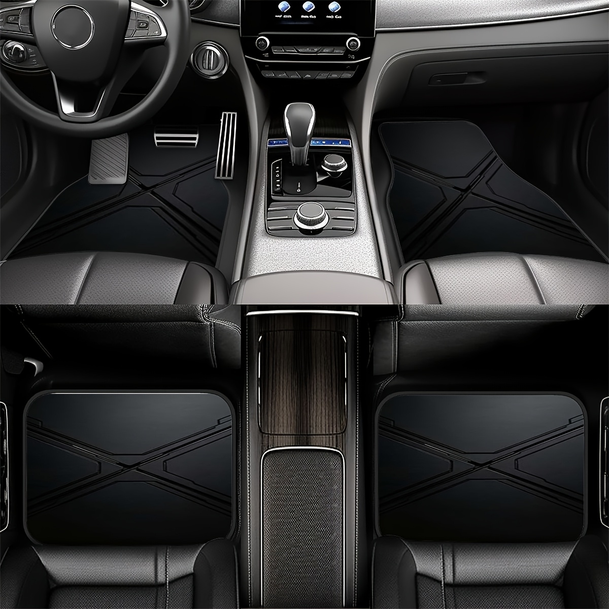TEMU Jeu de 4 tapis de sol pour voiture, compatible avec berlines/SUV/camions, en de moquette, durables et antidérapants, faciles à nettoyer et à