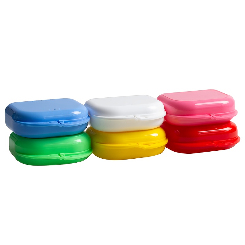 Image of 6 Denture Boxes, Odorless With Air Holes, Suitable For Invisible Teeth, Night Braces, Locked Denture Boxes, Essential For Travel, 6 Colors: White, Yellow, Green, Blue, Pink, Red With Vent Holes