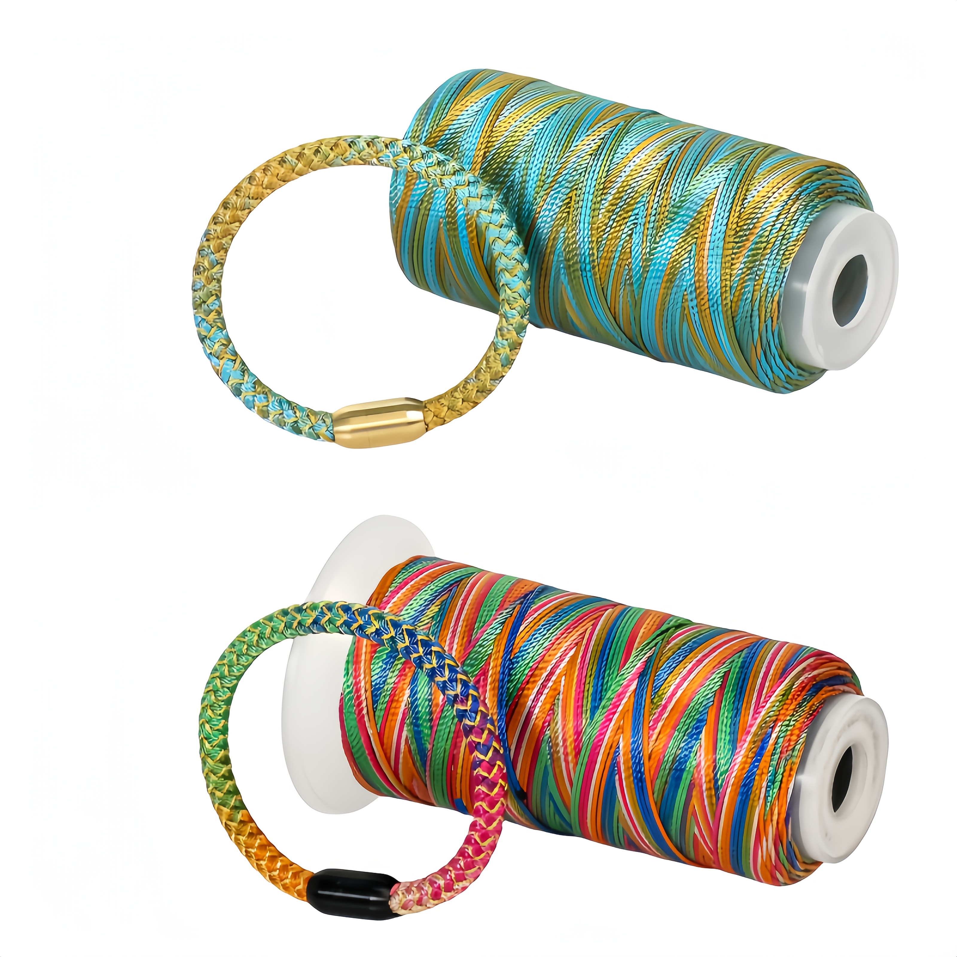 Image of 2 Rolls Of 1mm Color Gradient Thread, 305 Size Dyed Thread Jewelry Bead String Knotting Rope, Used For Diy Weaving Jewelry Making Knotting Crafts