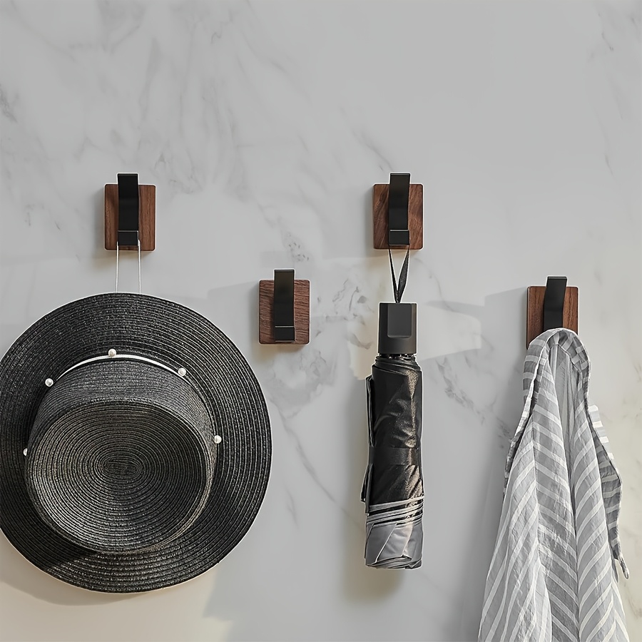 2pcs Walnut Aluminum Arm Wall Hooks - Rustic Modern Design with Walnut Finish, Anti-Slip Metal Hooks for Coats, Hats, Towels, Umbrellas - Easy Install Durable Home & Kitchen Storage Solutions, Entryway Organization, Sleek Hook Design, Coat Hangers, Contemporary Style, Sturdy Construction, Household Essentials, Utility Hooks