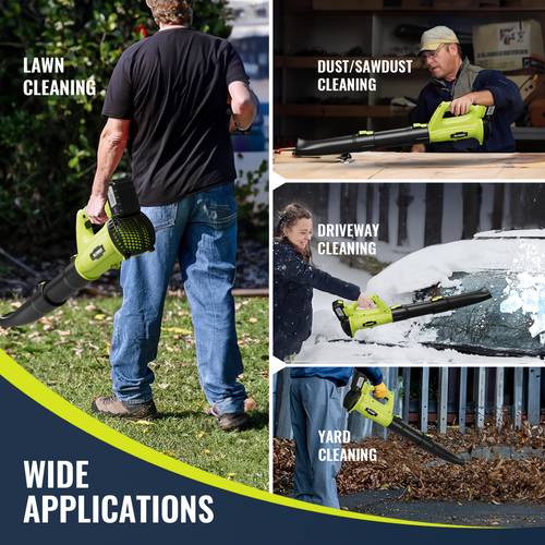 electric cordless leaf blower 450 cfm 250 mph battery powered with 2 x 20v batteries 6 speed mode lightweight for lawn care patio leaves dust and