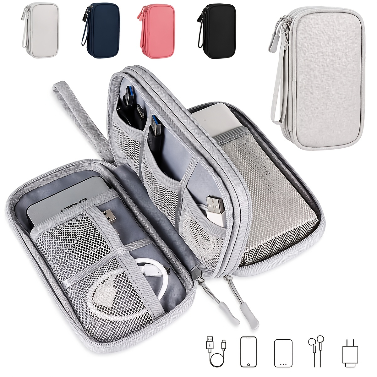 Travel Storage Bag, Multi-Pocket Organizer, Suitable for Toiletries, Cosmetics, Accessories, and Electronic Cable Gadget Storage
