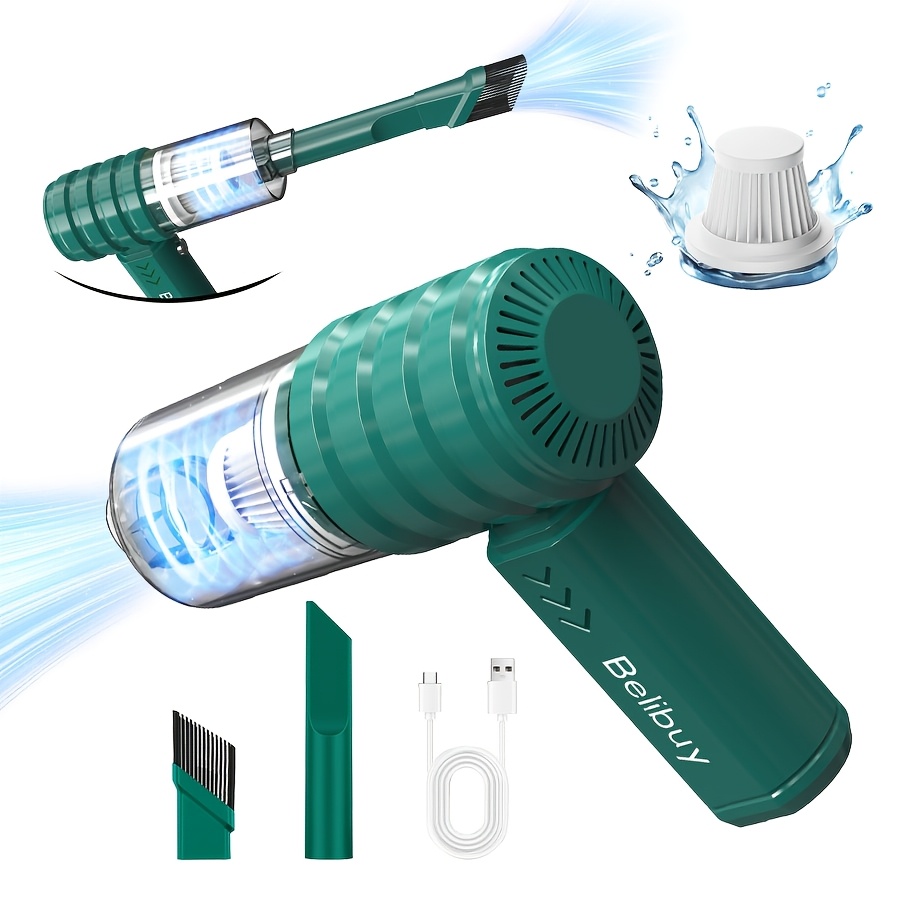 TEMU High Power Portable Cordless Handheld Car Vacuum, Usb Rechargeable Multi-scene Cleaner For Car, , Ideal Tool For Pet Hair Removal