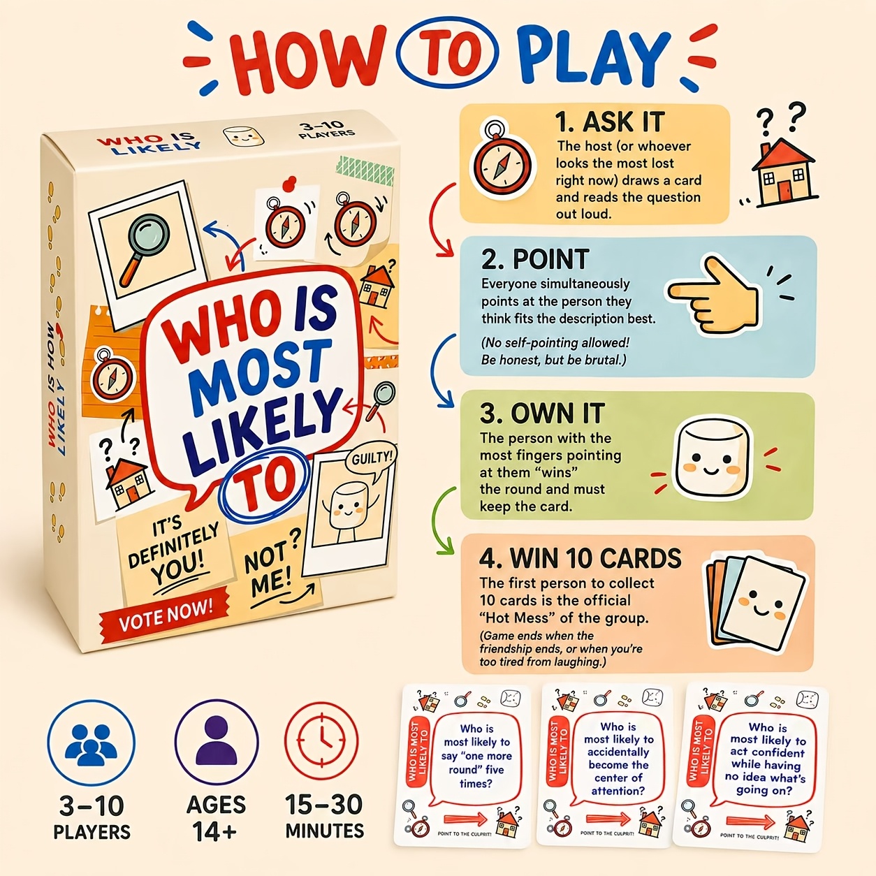 TEMU Jeu de cartes à questions « Qui est le plus susceptible ? » adapté aux fêtes - Cartes hilarantes pour et farces, jeu de société multijoueur sur
