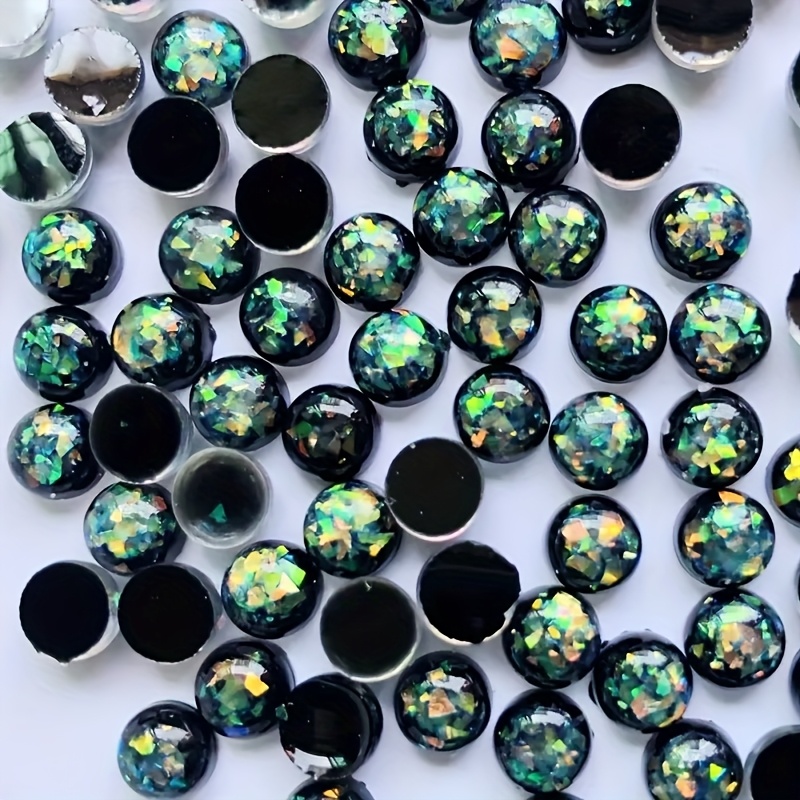 Image of 50pcs 6mm Colorful Paillette Bead Flat Back Rhinestone Diy Embellishments Wedding Half Bead Jewelry Ornament Craft