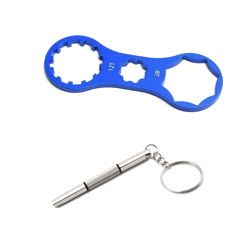 TEMU 2pcs Set: 3-in-1 Hole Wrench + Precision Screwdriver, High-strength Aluminum Alloy Front Fork Maintenance Tool, Mountain Bike Shock-absorbing