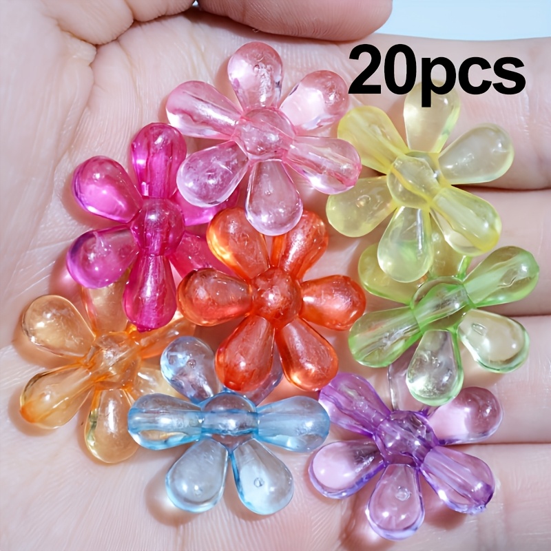 Image of 20pcs 2.3cm Rainbow-colored Flower-shaped Beads For Jewelry Making Decoration Necklace Bracelet Friendship Bracelet Pendant Valentine's Day Gift And Other Decorative Supplies