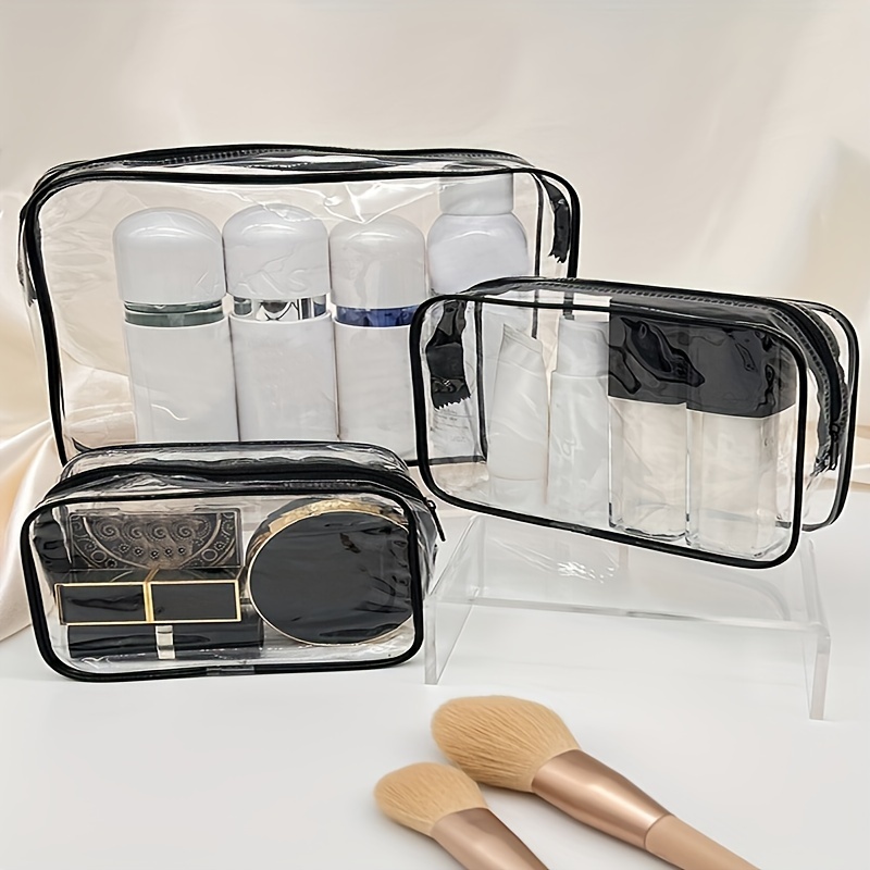 3pcs minimalist zippered cosmetic bags set durable plastic Temu