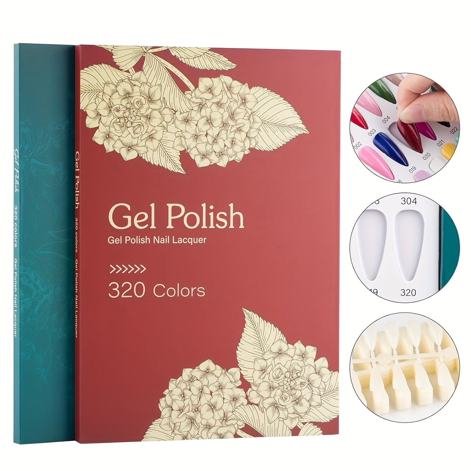 

320 Color Gel Polish Nail Lacquer Book With 480 False Nail Tips - Professional Salon Nail Color Chart Display, Unscented Gel Polish Sample Practice Board Set, No Power Or Battery Required
