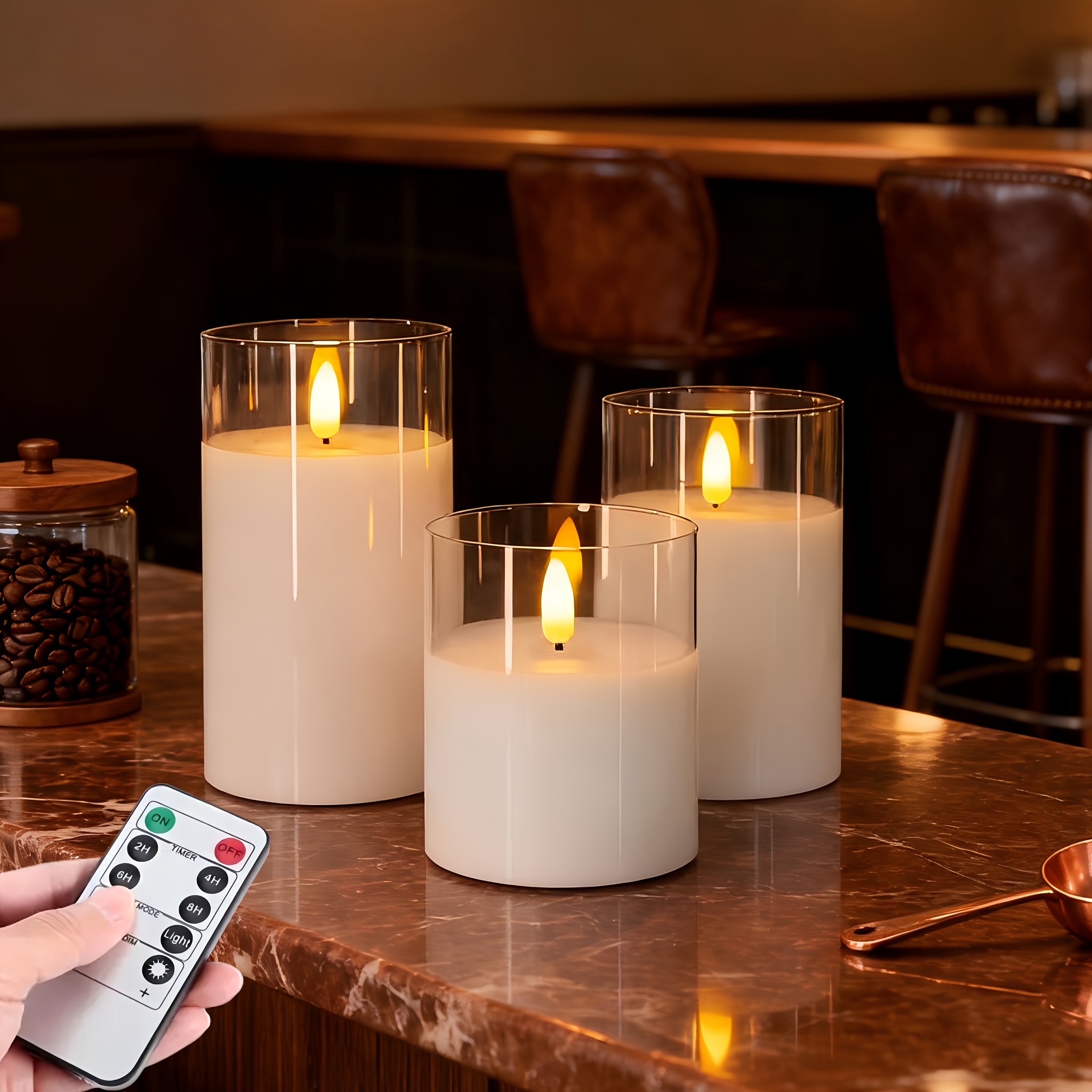 3-Pack Acryl Plastic Vlamloze LED Kaarsen | Afstandsbediening en Timer voor 2/4/6/8 Uur
