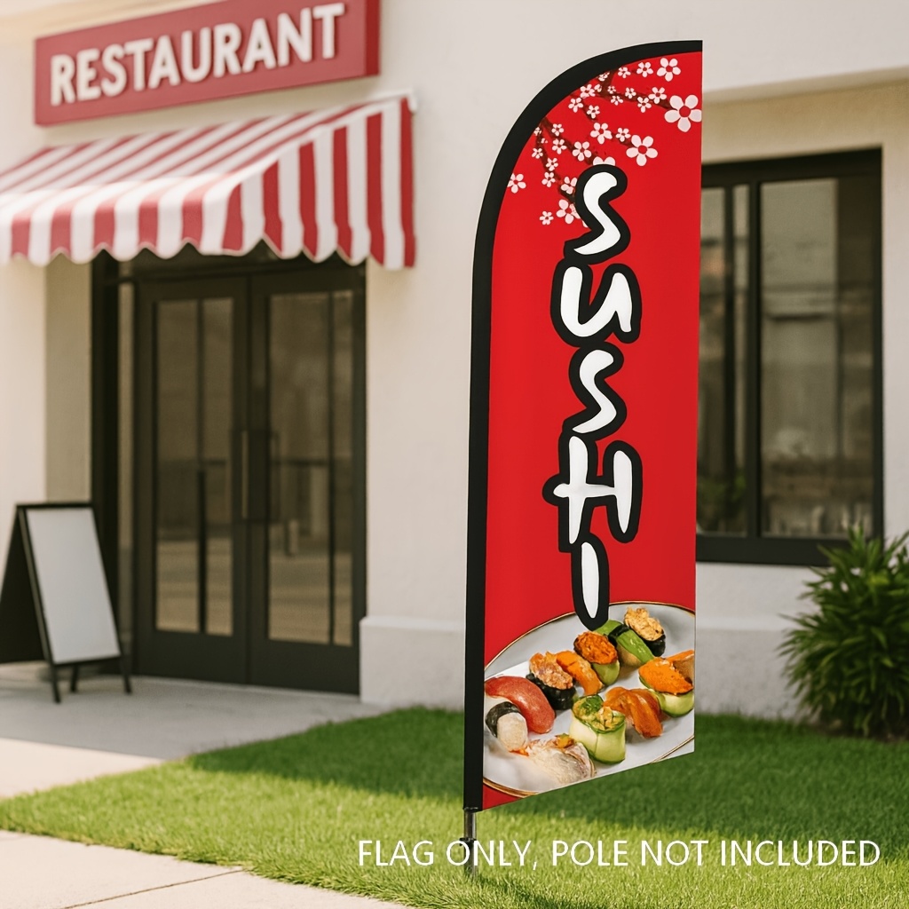 TEMU Feather Flag - 8.5 Feet Tall (flagpole Available For Purchase). Made Of Polyester Fabric, Double-sided Display,, , Wind-resistant, And Durable.