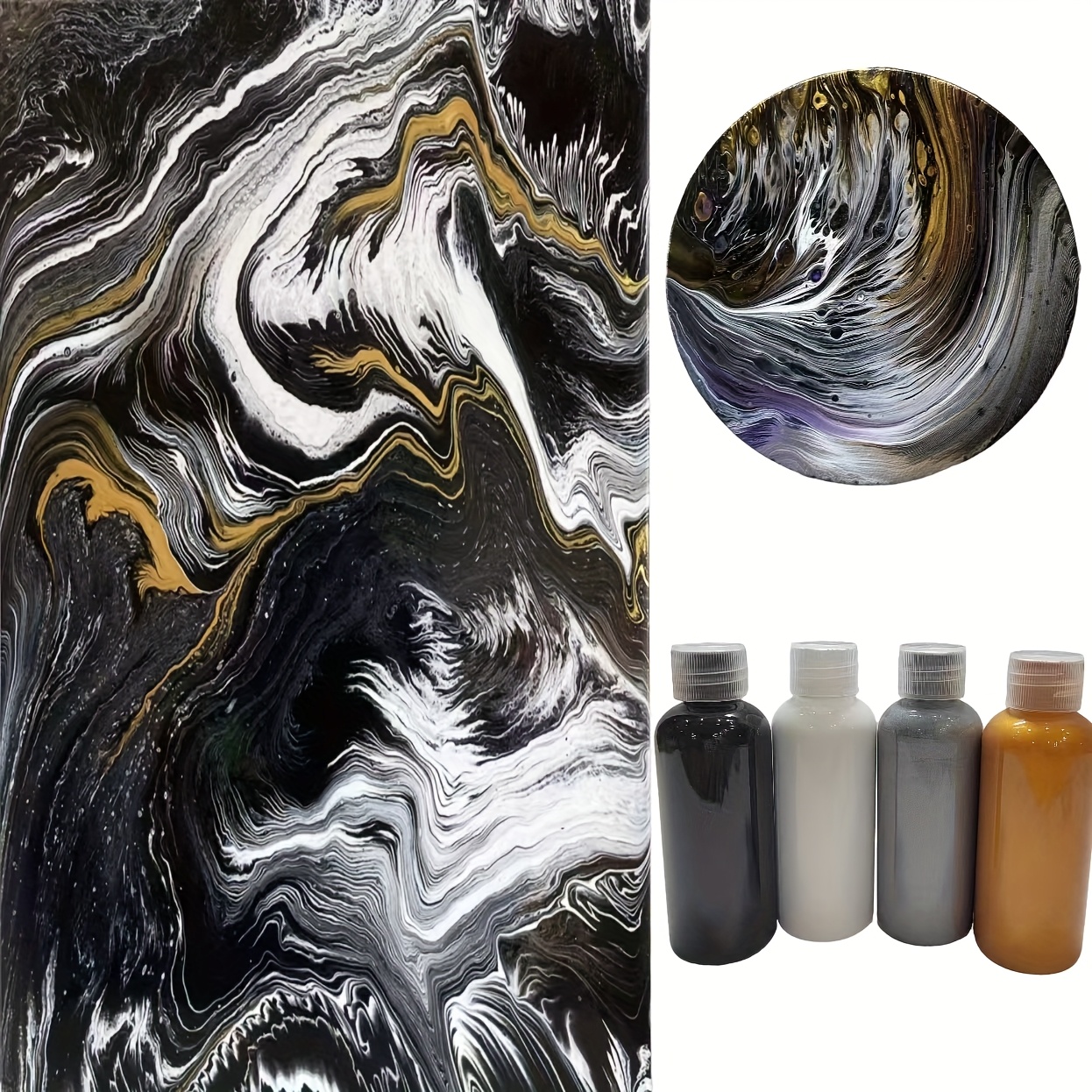Image of 60ml/4-bottle Set - Acrylic Flowing Pigments Waterproof, Quick-drying, And Fade-resistant, Ideal For Artists - Perfect For Gypsum, Wood, Rock Crafts, And Decoration, With Combinations