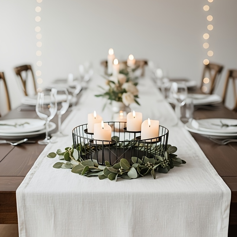 A Heavy-duty Iron Circular Wreath Candle Holder With A Sturdy Base - An Elegant Metal Tabletop Candle Stand, Suitable For Christmas, New Year Gifts, Valentine's Day, Weddings, Ramadan, Thanksgiving