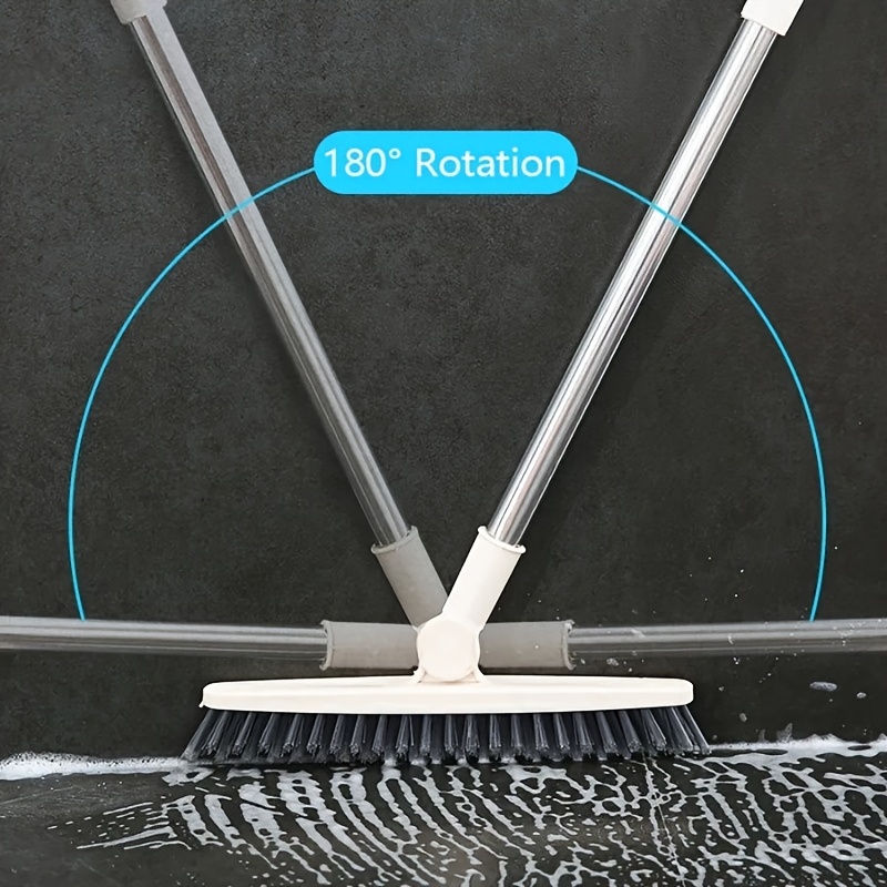 household long handle stiff bristle brush set ideal for cleaning floors in bathrooms restrooms living rooms bedrooms and kitchens   reaching   reach areas such as tile grout   with a hook Product details 0