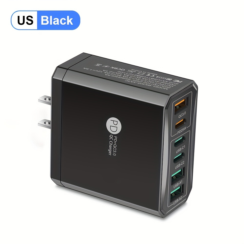 

Xjdr 55w Fast Charging Usb C Wall Charger - 6-port Usb + Usb C Charger With Pd & Qc - Compatible With /15/14/13/12/11/pro Max/xs/xr/8/7 And Samsung S22 S23 Phone, Tablet