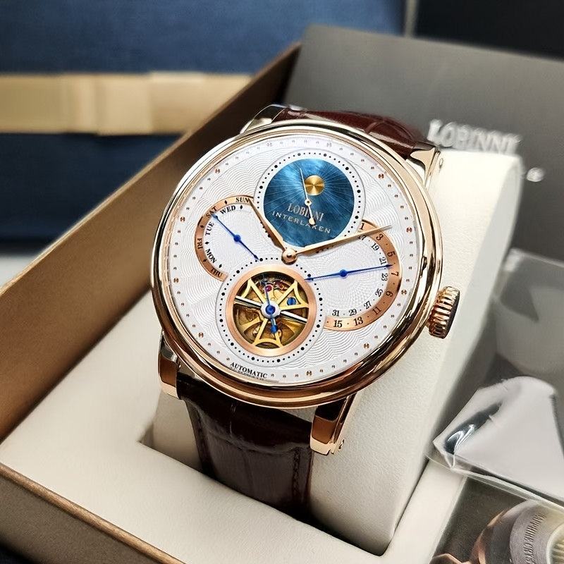 Image of Lobinni Watch Men's Mechanical Watch Automatic Mechanical Watch Business Watch Gentleman Series Men's Watch, Without Battery