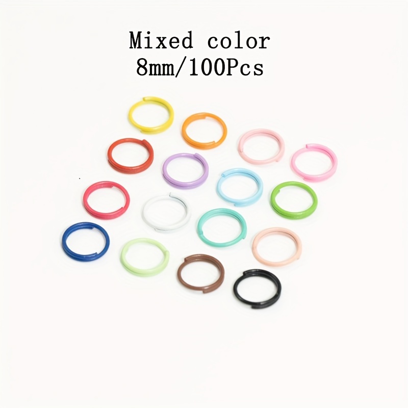 TEMU 100 Stk./Packung 8 mm/10 mm Bemalte Bunte Öffnungsringe Verbindungsringe Schmuckherstellung Verbindungsringe Schmuck Accessoires Anhänger Charms