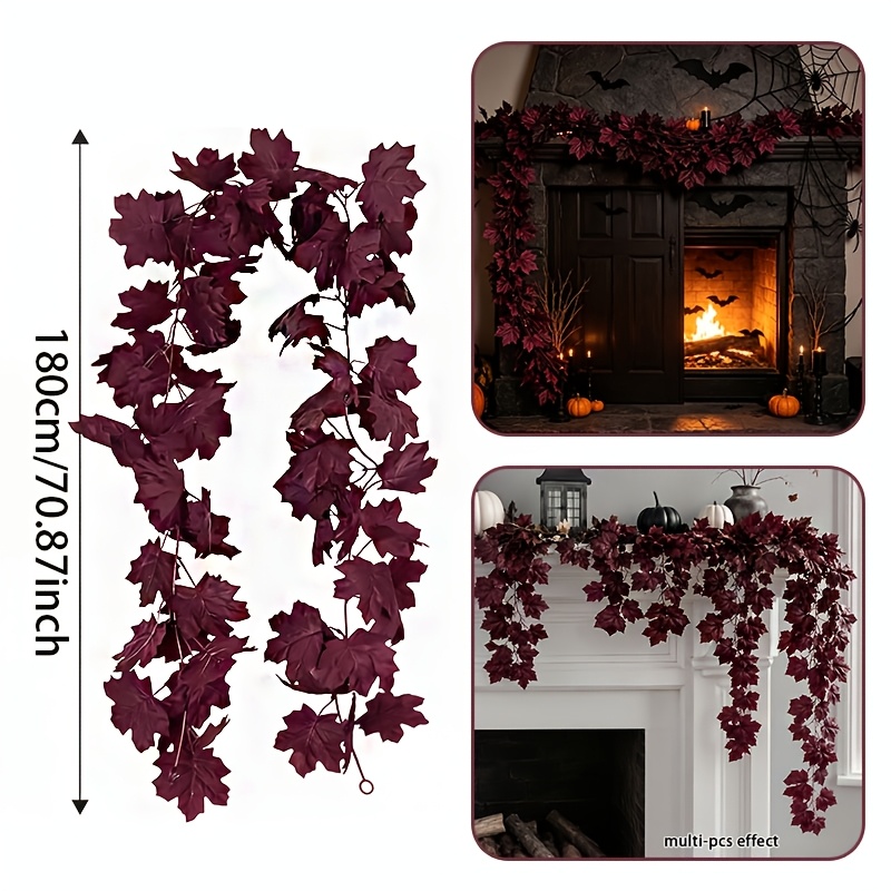 TEMU 2 pezzi Ghirlande Artificiali Decorazione Casa Finestra Composizione Simulazione Foglia d'Acero Borgogna Natale, Halloween, Ringraziamento) |