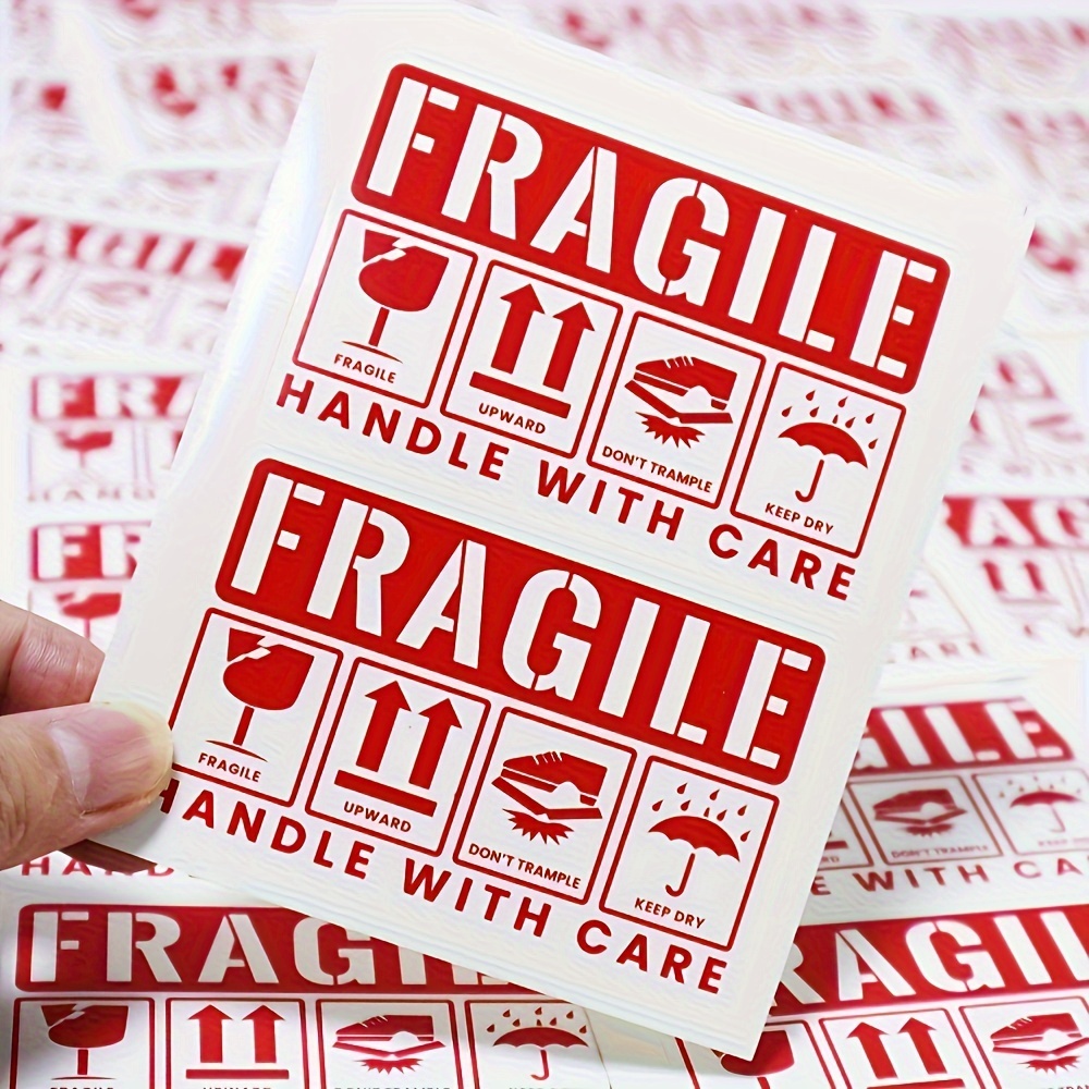 

50 Stickers/pack Red Breakable Warning Stickers Packaging Self-adhesive Label Stickers Thank You Stickers No Folding