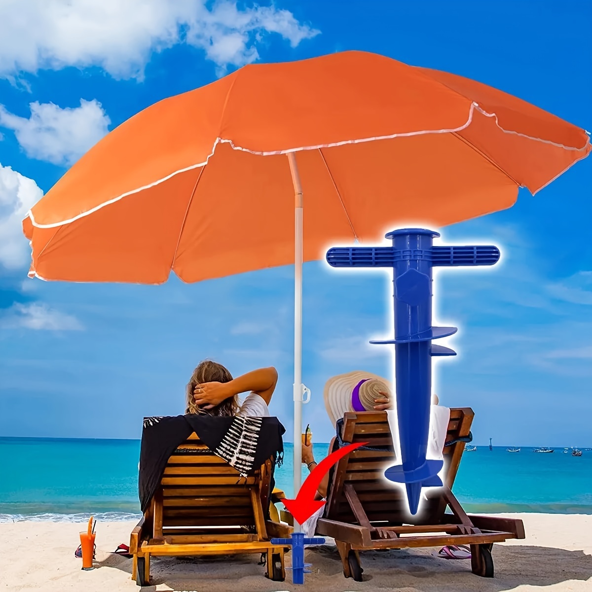 

Beach Umbrella Sand Anchor, Durable Plastic Umbrella Holder Stand Base With Screw-in Design For Easy Install Beach Umbrella Accessories