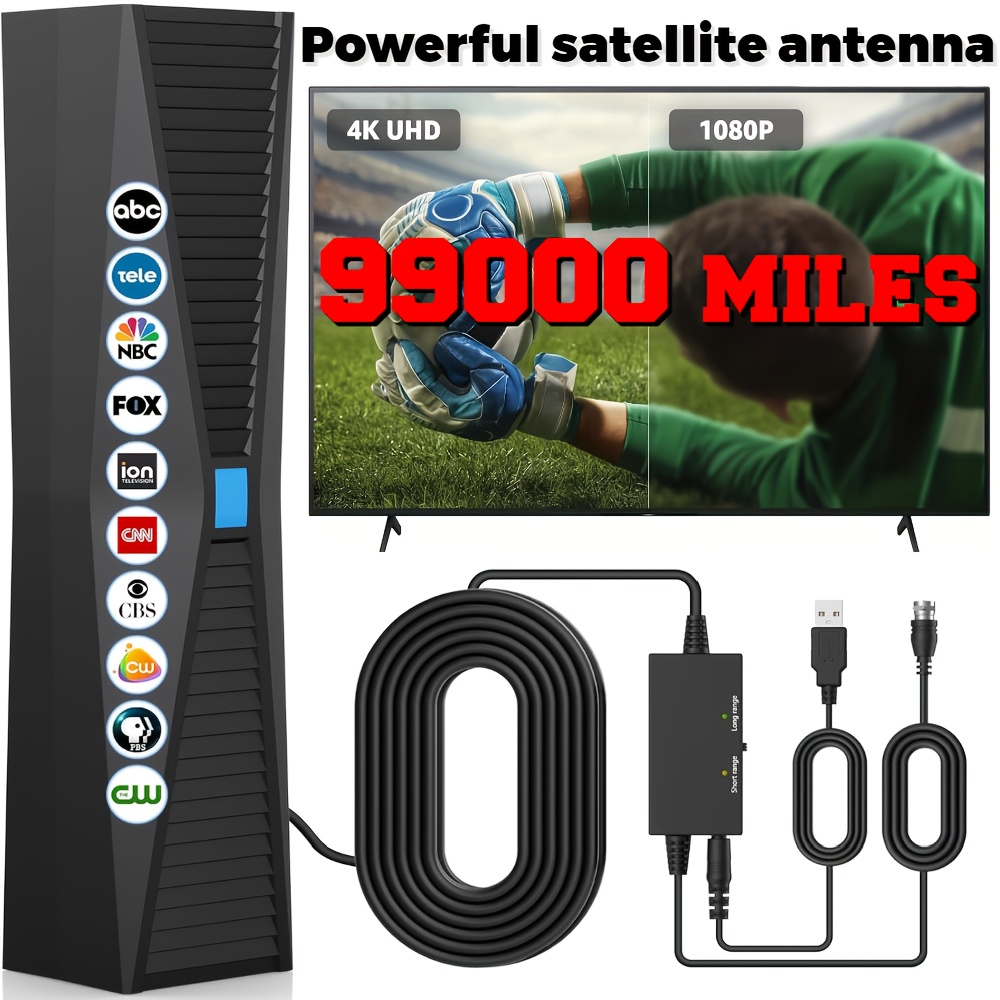 TEMU 99000-mile Smart Tv Antenna For Local Channels, Indoor Hdtv Antenna Long Distance Reception, Compatible With All Smart/hdtvs & Older Tvs,