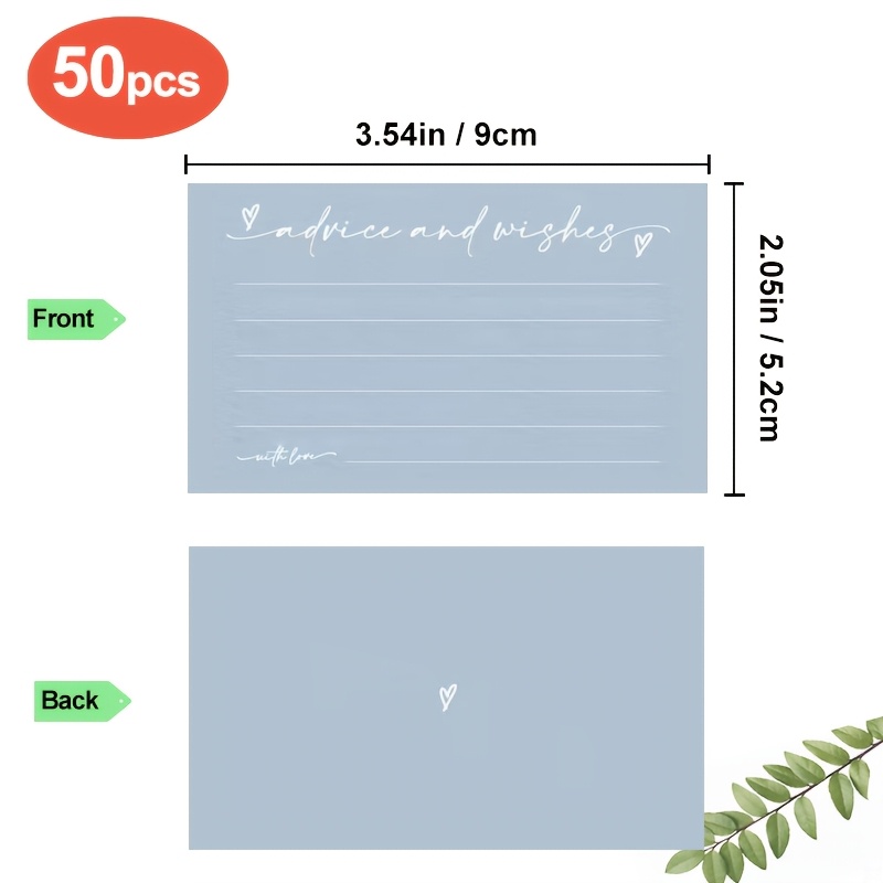E-shop 50 Stück Hellblaue "Rat & Wünsche" Grußkarten: Sanftes 》Dies ist ein Set poetischer hellblauer Grußkarten, Größe 9×5,2 cm, zum in der Hand