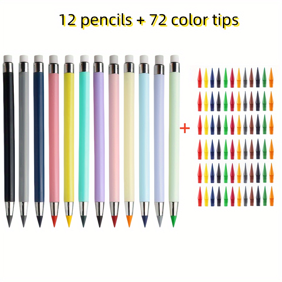 

[top-] 84pcs, 12 Pencils + 72 , Of Pencils , Pencils Erasers, Suitable For Painting You