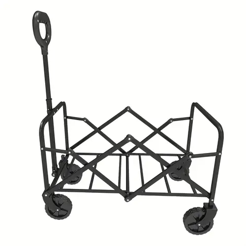 220 700lbs heavy duty multi functional folding outdoor courtyard garden handcart all terrain wide wheels with handles large capacity side pockets steel construction suitable for lawns camping gardening supplies camping gear