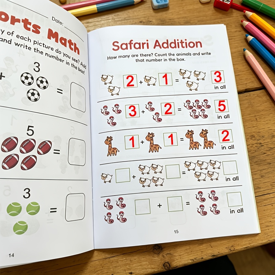 TEMU Cahier d'exercices interactif de mathématiques préscolaires pour les 3 ans et plus | 'entraînement à et à la soustraction avec des nombres,