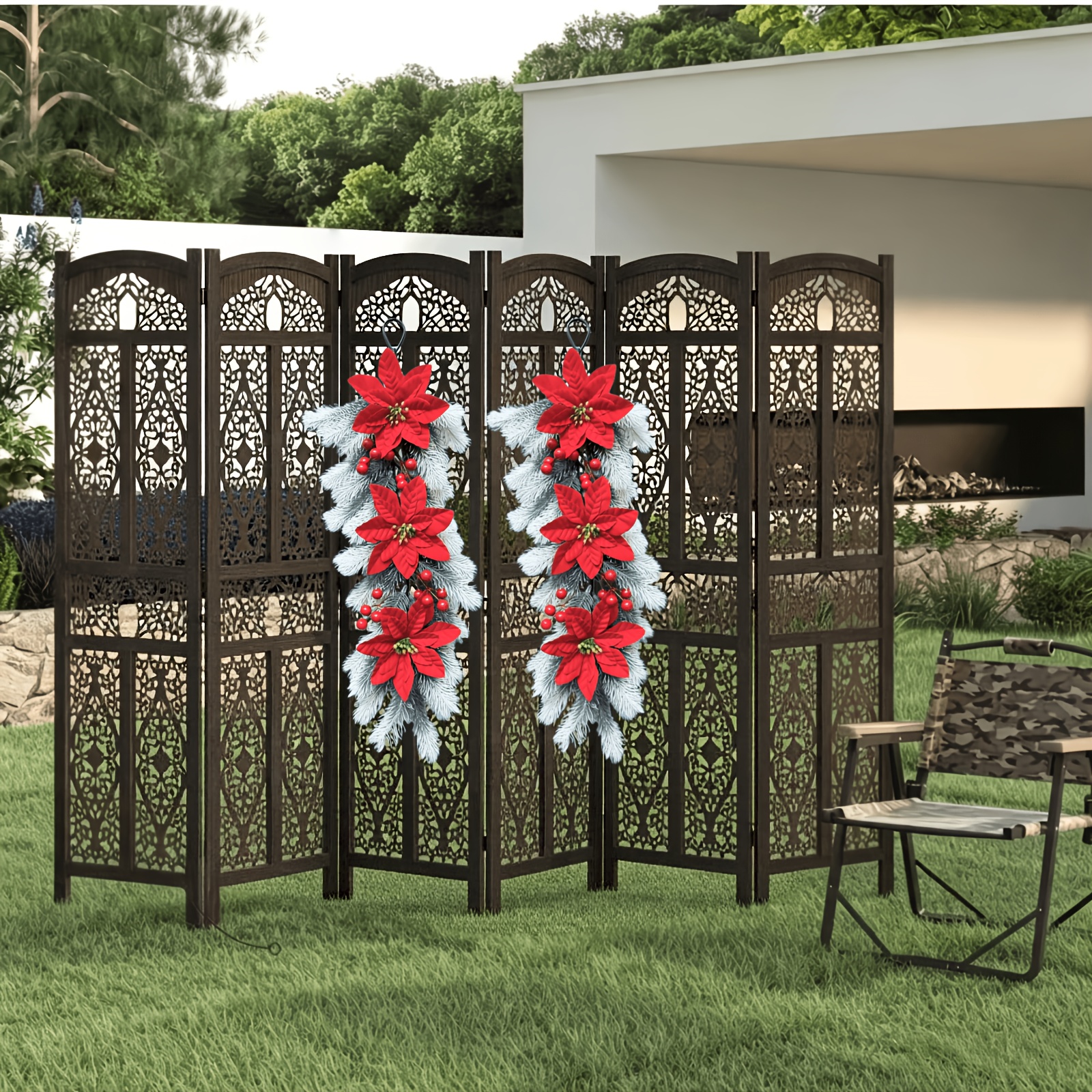 TEMU Paquete de 2 - Decoración de pared extragrande artificial y para navideñas, combinable con enredadera de flores de flor de pascua y , adecuada