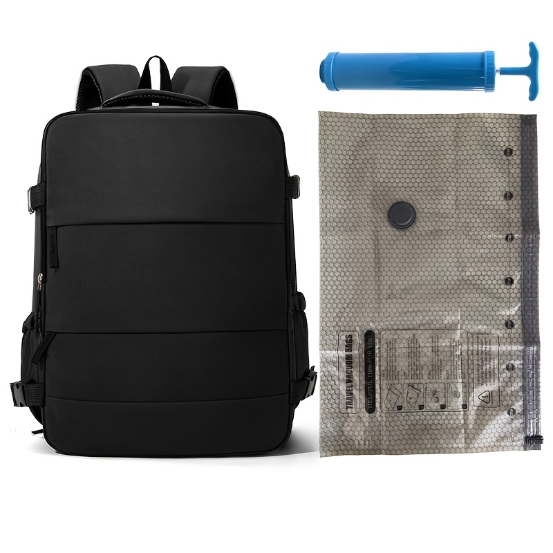 TEMU Travel Luggage Vacuum Compression Set, Women's Fashion Backpack With Vacuum Pump Combo, Suitable For Cabin Bag Backpack 40x30x20cm, Air Travel