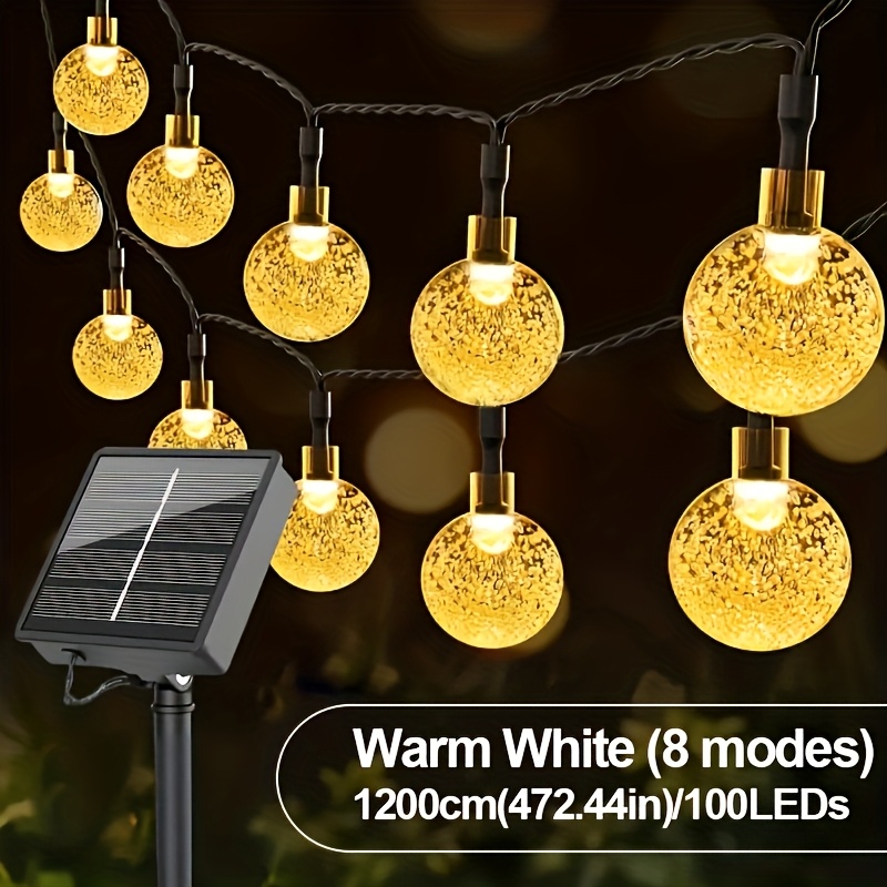 TEMU Luces solares de jardín para exterior IP65, iluminación exterior, elegantes, guirnaldas de luces solares con 8 de iluminación, guirnaldas de