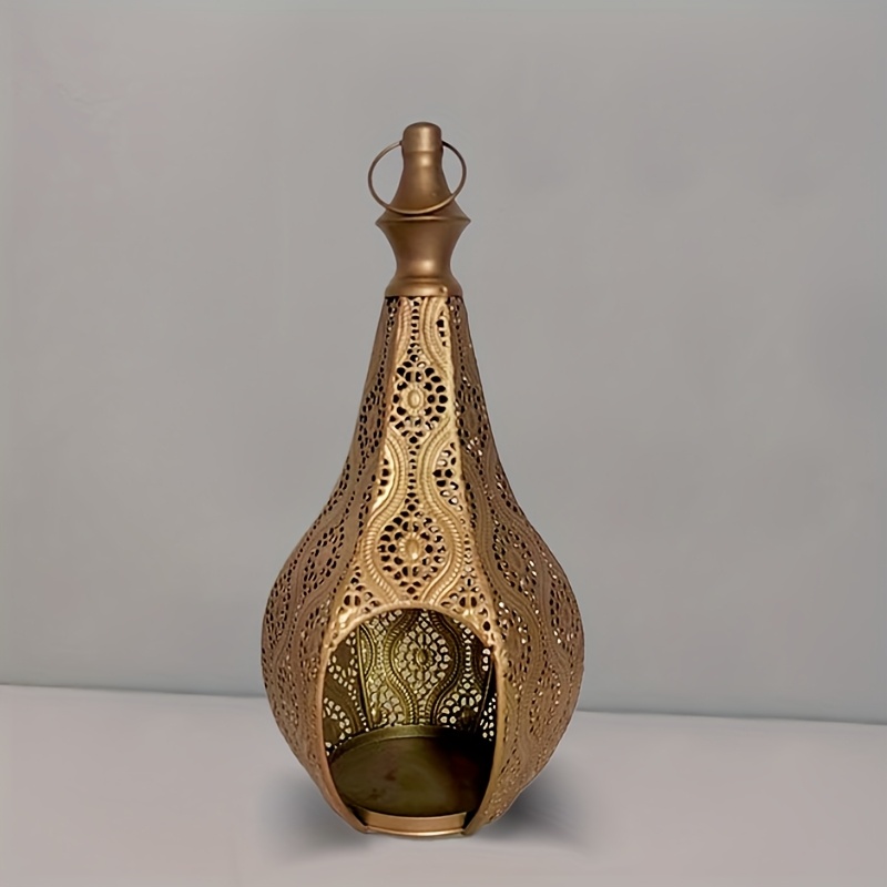 TEMU Elegant Metal Lantern Candle Holder - Decorative Tabletop Lantern For Home, Perfect For Chinese New Year & Celebrations (candles Not Included)