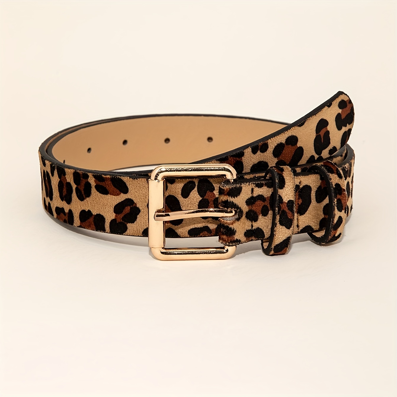 

Chic Leopard Print Pu Leather Belt With Classic Square - Jeans & Casual Wear, Women's Fashion Accessory