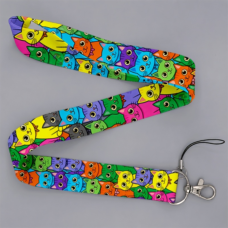 TEMU Cordón 2D de 1 estilo con gato de dibujos animados colorido y soporte para teléfono y - Estampado completo con temática de gato, para oficina,